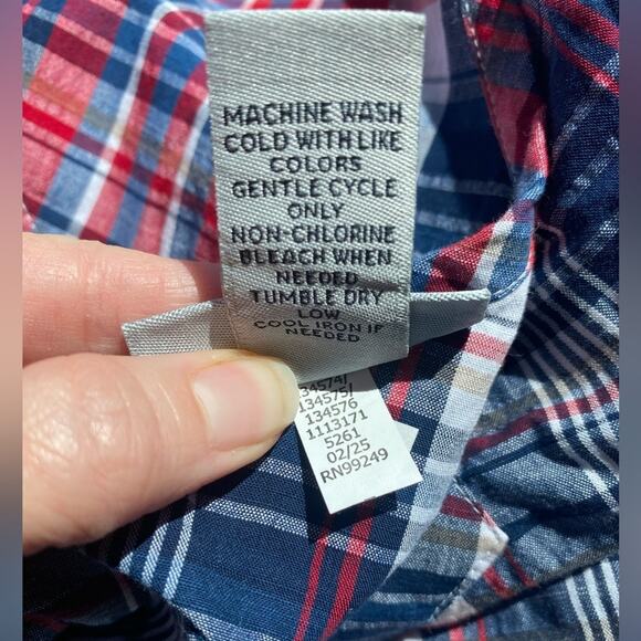 Catherines NWT Country Ranch Patriotic Pleated Plaid Oversized Comfy Blouse 1X - Picture 7 of 7